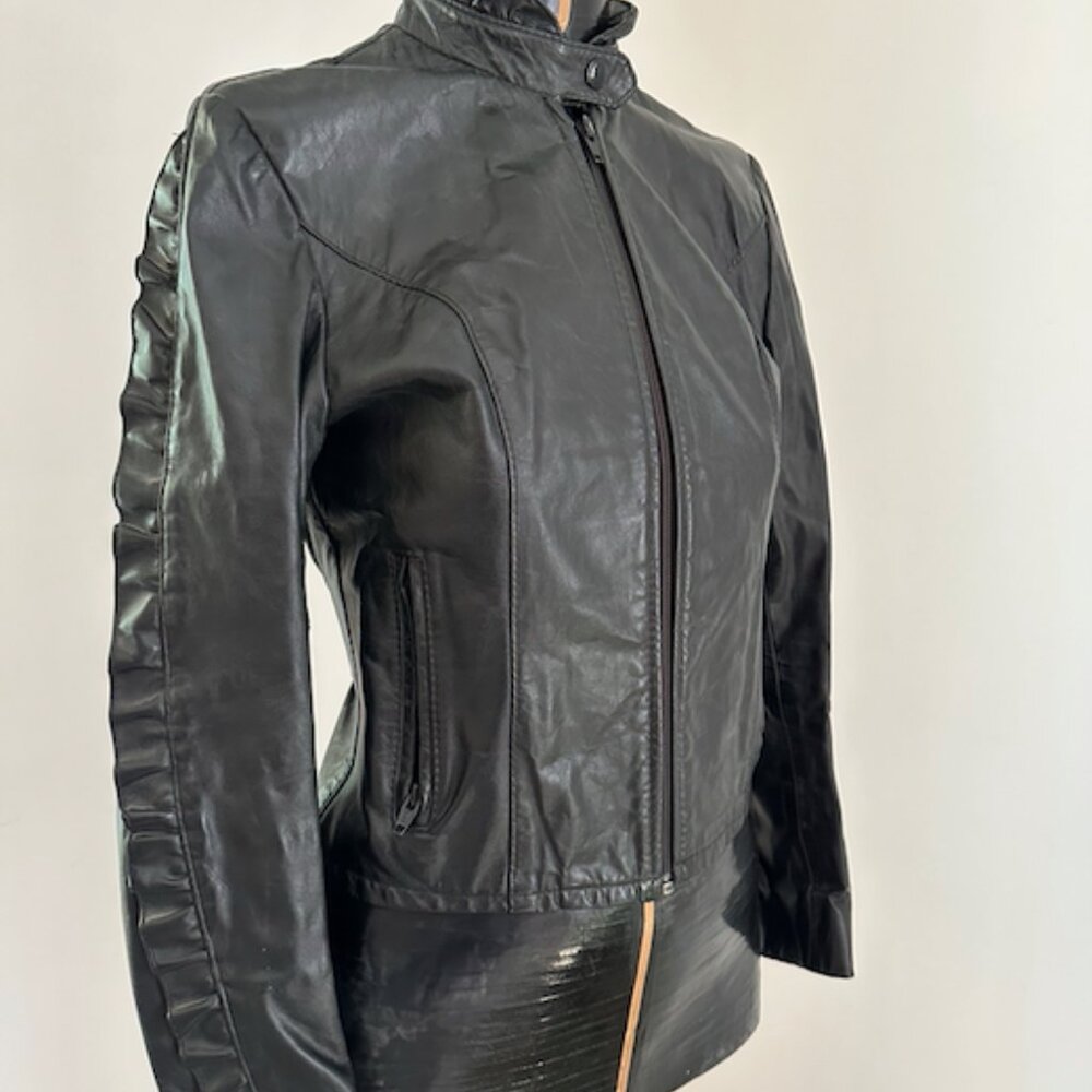 Vintage Black Leather Motorcycle Jacket